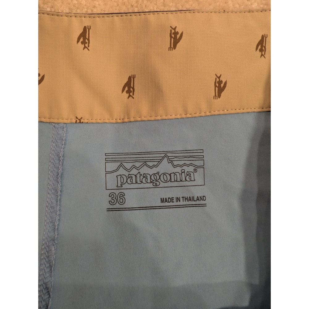 Patagonia Mens 36 Board Shorts Blue Camo Waist Stretch Swim Trunks 86611 - Picture 2 of 7